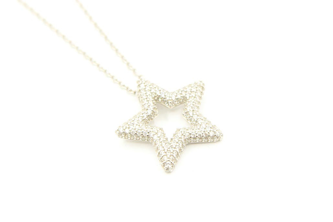 Sterling Silver Star Crystal Necklace 071522