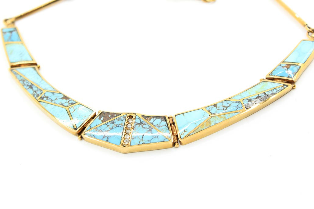14K Gold Turquoise Necklace \u0026 Earring 