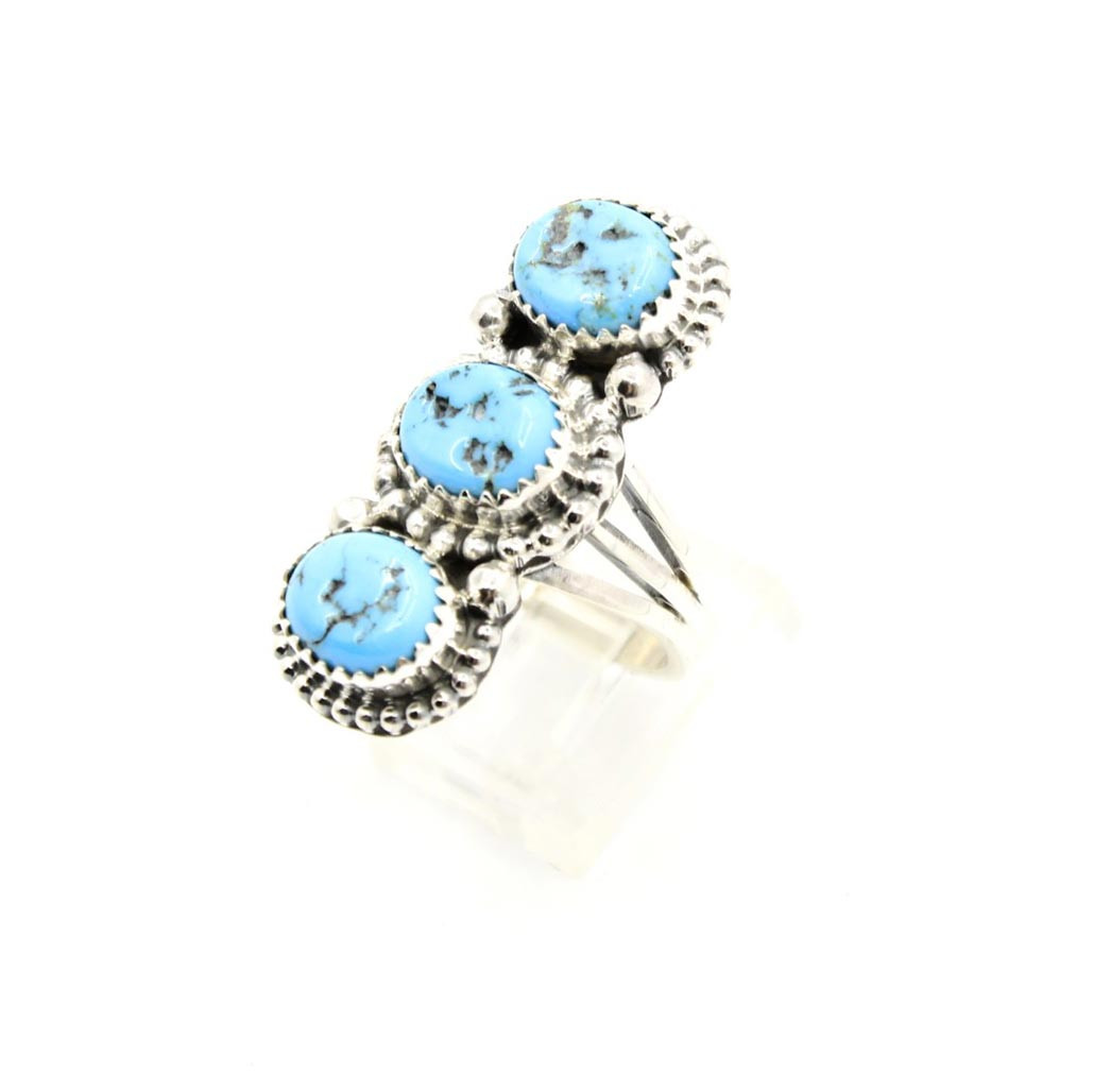 Sterling Silver Three Stone Kingman Turquoise Ring 051125- Kingman ...