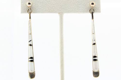 White Buffalo and Onyx Cylinder Earrings 040820 