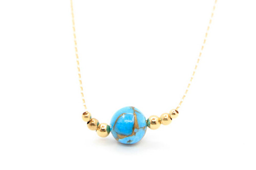14K Gold Turquoise Necklace 42620