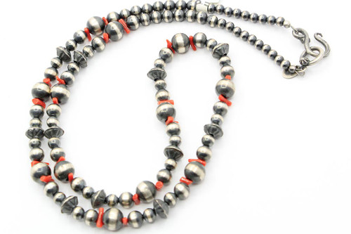 Red Coral & Silver Pearls 103020