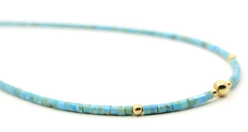 14k Gold Royston Turquoise Necklace 121120