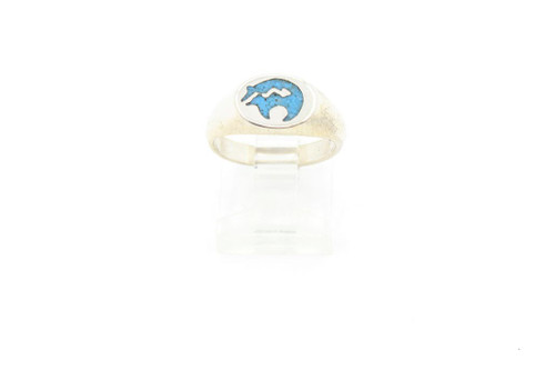 Chip- Inlay Turquoise Bear Ring 010921