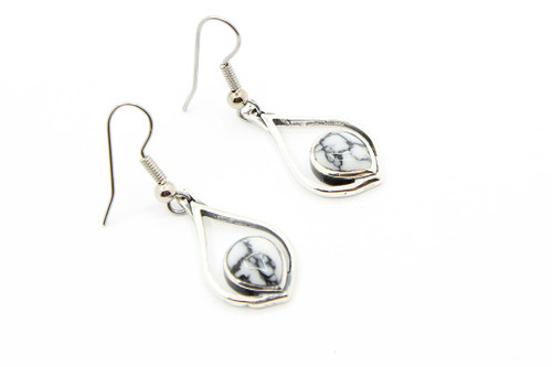 Teardrop White Buffalo Earring 013021