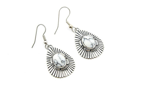 White Buffalo Concho Tear Drop Earrings 20121