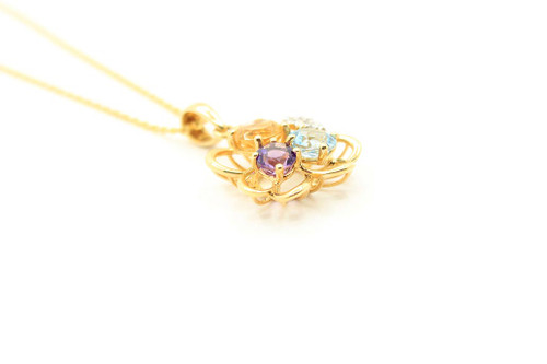 Multi-Gemstone 14K Gold Pendant 032721 Multi-Gemstone 14K Gold Pendant 032721