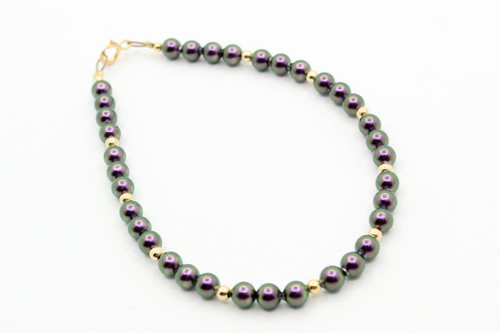 14K Gold Purple Cultured Pearl Bracelet 042921