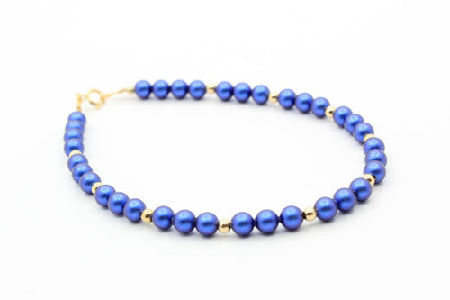 14K Gold Blue Culture Pearl Bracelet 042921