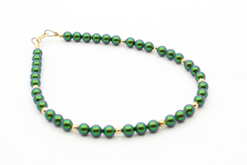 14K Gold Green Cultured Pearl Bracelet 042921