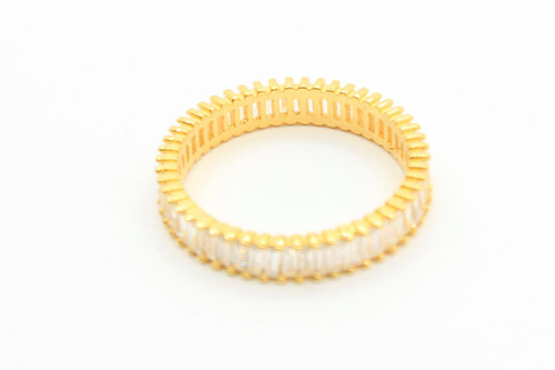 Eternity Gold Rhodium Baguette Crystal Infinity Ring 050121