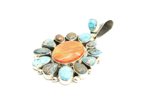 Large Turquoise & Oyster shell Cluster Pendant 112121 Large Turquoise & Oyster shell Cluster Pendant 112121