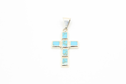 Sterling Silver Kingman Turquoise Cross 032422