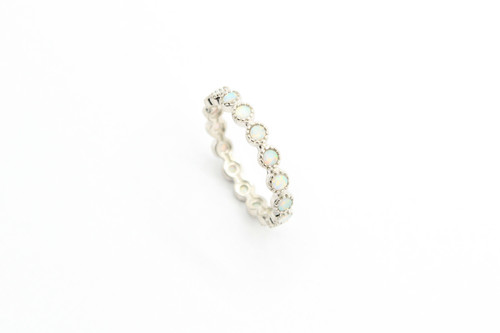 Round Eternity White Opal Band 050121