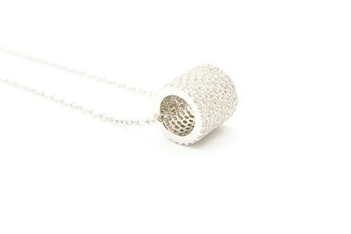 Wide Sterling Silver Crystal Barrel Necklace 062522 Wide Sterling Silver Crystal Barrel Necklace 062522