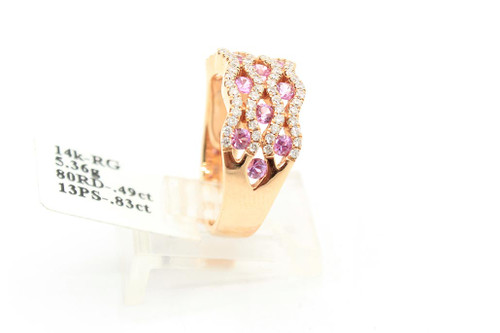 14K Rose Gold with Pink Tourmaline and Diamonds 070822