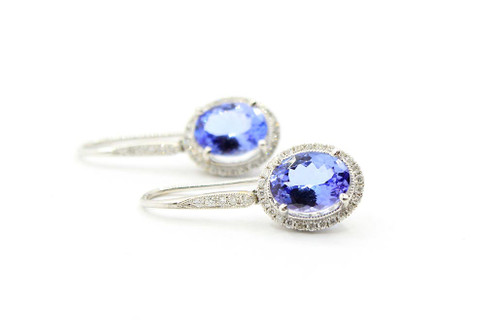 14k White Gold Tanzanite and Diamond earring 071720