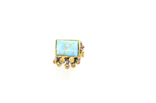 Sterling Silver & 18K Gold Heart Turquoise Ring 091522