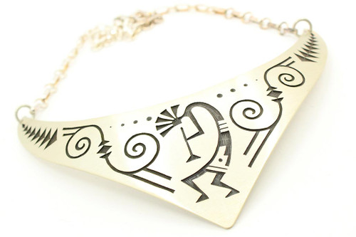 Hopi Style Kokopelli & Wave Necklace 101422