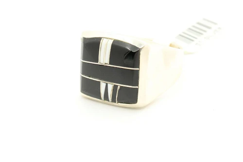 Black Onyx and White Buffalo Inlay Ring 101422