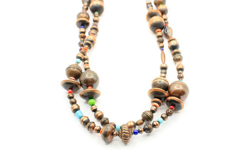 60 inch Multi-Color Stone and Copper Beads 101722