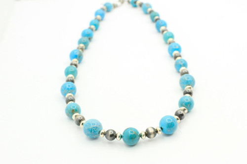 Turquoise Pearls with Silver Beads 110422
