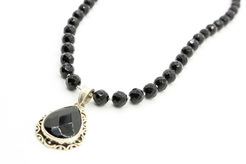 Black Onyx Teardrop jewelry Set with Moissanite Halo