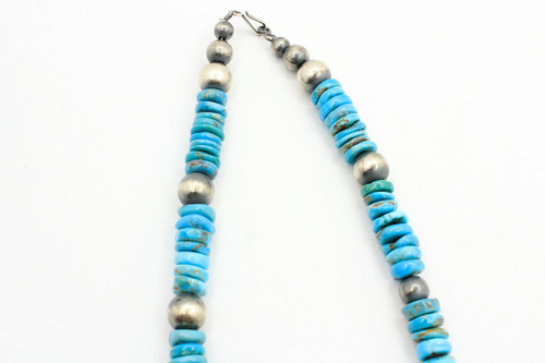 Santo Domingo Turquoise and Silver Pearl Necklace 122922