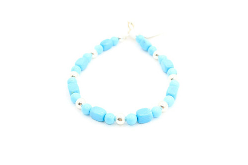 Turquoise and Silver Nugget Bracelet 040723