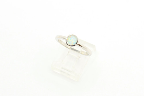 Sterling Silver Round White Opal ring 070523