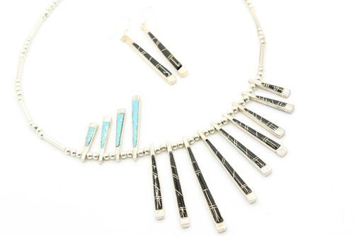 Turquoise and Onyx Reversible Necklace 072523 Turquoise and Onyx Reversible Necklace 072523