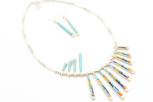 Turquoise and Multi-Color Reversible Necklace 072523