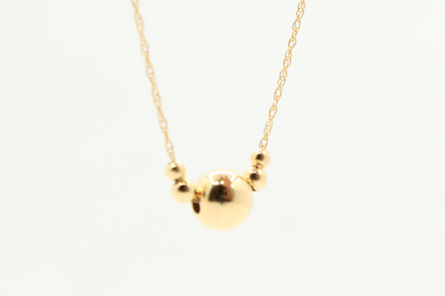 14K Gold Beaded Necklace 080123