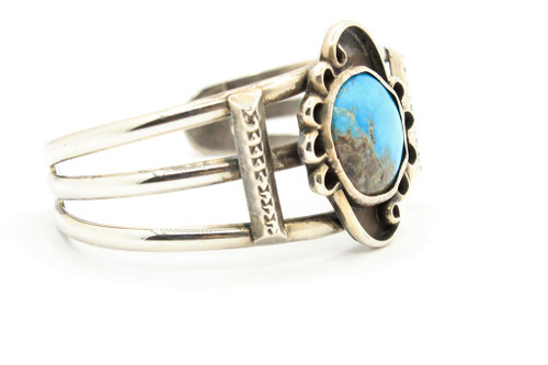 Swirl Sterling Silver Turquoise Cuff Bracelet 080823