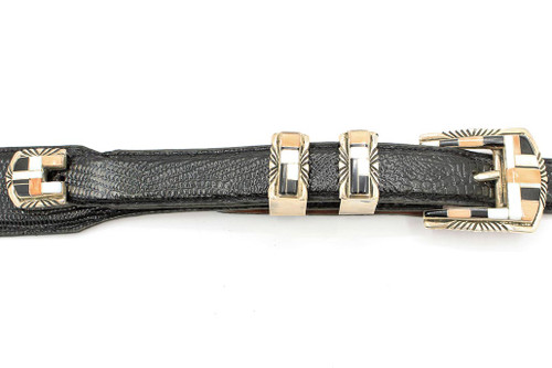 Gold and Silver Star Inlay Belt Strap with Buckle – Double R Brand