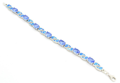 Sterling Silver Blue Opal and Tanzanite Bracelet 101623