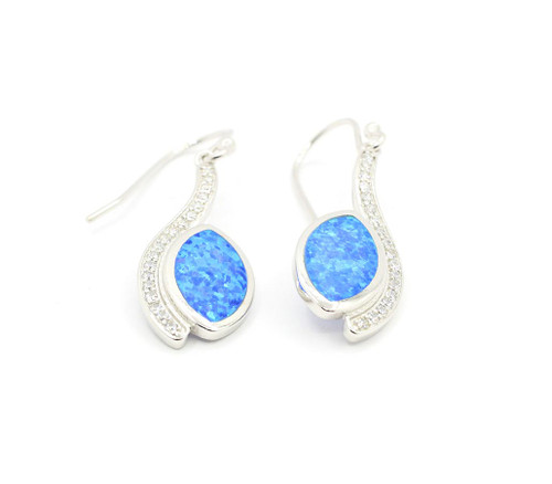 Sterling Silver Blue Opal Earrings 102323