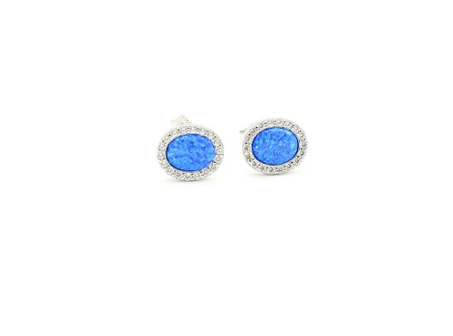 Sterling Silver Round Opal Earrings 102423