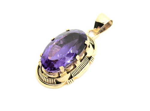 14K Gold Amethyst Pendant 111123