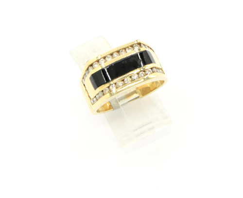 14K Gold Onyx and Diamond Ring 111723