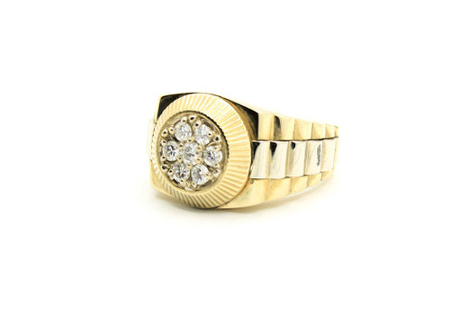 Signet Style Natural Round Diamond Cluster Mens Ring in 18k Gold – ASSAY