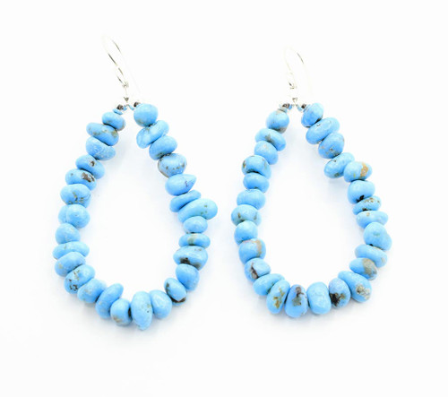 Turquoise Nugget Hoop Earrings 120123