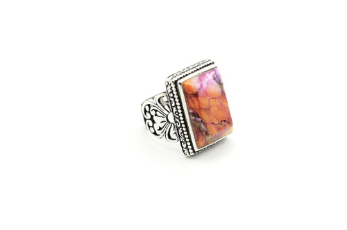 Large Square Spiny Purple Oyster Ring 120423