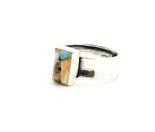 Wide Band Spiny Turquoise Ring 120423
