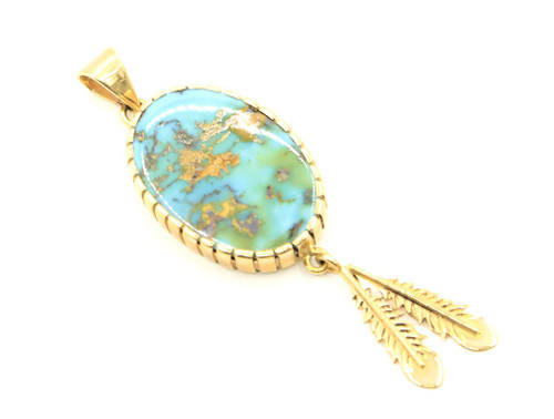 14K Gold Sonora Turquoise Pendant 010924