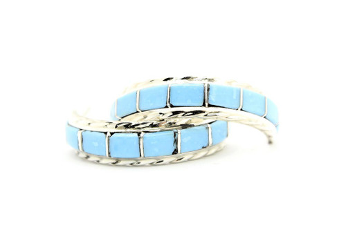 Sterling Silver Turquoise Hoop Earings 010724 Sterling Silver Turquoise Hoop Earings 010724