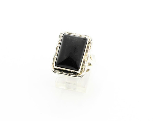 Sterling Silver Square Onyx Ring 020824