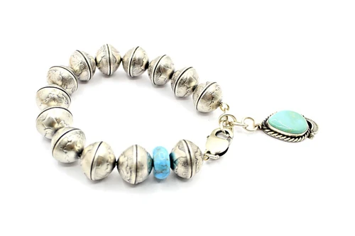 Liberty Dime With Turquoise Link bracelet 042024