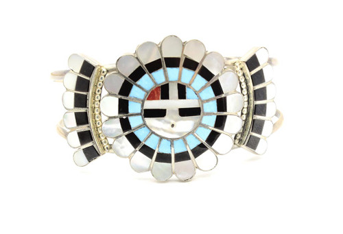 Sterling Silver Zuni Sunface Cuff Bracelet 072624 Sterling Silver Zuni Sunface Cuff Bracelet 072624