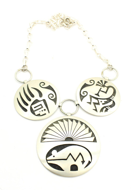 Sterling Silver Hopi Bear Necklace 082624